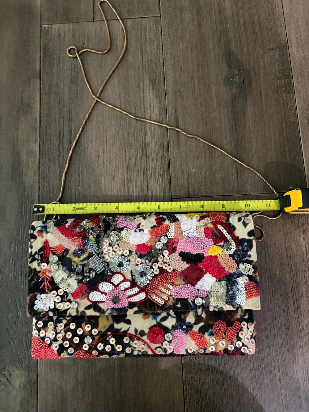 Lulus Beaded Floral Multicolor Fold-Over Crossbody Clutch